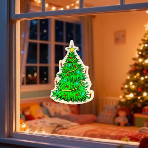 Karácsonyi ablakdekoráció - karácsonyfa - tapadókorongos - 30 x 29 cm 59736C