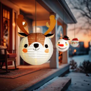 Karácsonyi lampion - rénszarvas - papír - 30 cm 59739C