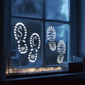 Karácsonyi dekoráció - lábnyom sablon szett - műanyag - 30,5 x 14 cm - 4 db / csomag     59741