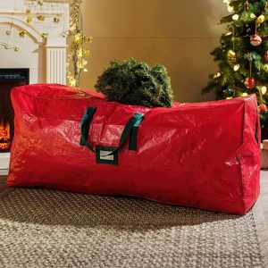 Műfenyő tároló táska - szőtt PVC - piros - 165 x 38 x 76 cm 59744