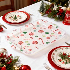 Karácsonyi tálca - műanyag - 34 x 23 cm 59751