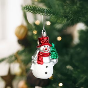 Karácsonyi dekoráció - hóember - akasztható - műanyag - 9 x 5,5 cm 59753