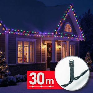 Fényfüzér - 30 m - színes - 600 LED - 220-240V - 6W - zöld kábel 59769