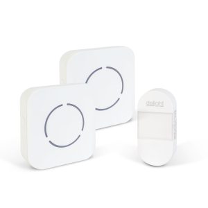 Digitális elem- és vezeték nélküli csengő - Kinetic - 2 beltéri - fehér - kék LED    Delight 55331WH-2