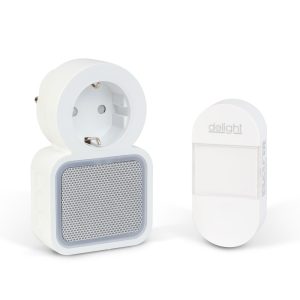 Digitális elem- és vezeték nélküli csengő - Kinetic - 220-240V AC aljzat - fehér - kék LED    Delight 55338