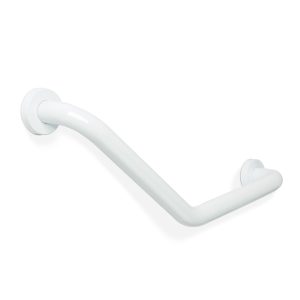 Fürdőszobai kapaszkodó - 45°-ban hajlított - rozsdamentes acél - fehér - 25 + 25 cm    Bewello BW3035B
