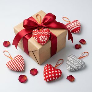 Mini textil dekoráció párna - szív - akasztóval - 12 x 5 x 11 cm - 5 féle     59508