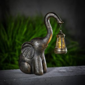 LED-es szolár lámpa - elefánt - melegfehér - műanyag - 30,5 x 12 x 24 cm    Garden of Eden 11267