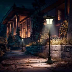 LED-es szolár lámpa - kandeláber - 120 cm - 10 LED - fekete - melegfehér    Garden of Eden 11404