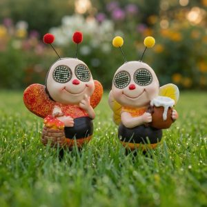 Szolár állatfigura - méhecske - mozgó szemekkel - 112 x SMD LED - 22 cm - 2 féle    Garden of Eden 11420