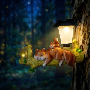 LED-es szolár állatfigura - mókus - akasztható - melegfehér LED - 25 x 6 x 19 cm Garden of Eden 11421