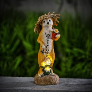LED-es szolár állatfigura - "Welcome" szurikáta - melegfehér LED - 30 cm Garden of Eden 11423