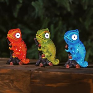 LED-es szolár állatfigura - kaméleon - 2 x melegfehér LED - 3 féle Garden of Eden 11424