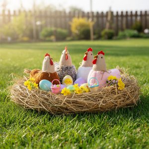 Textil dekoráció - tyúkanyó - 21 x 18 x 11 cm - 4 féle     11569