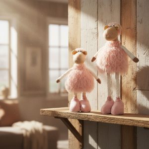 Textil dekoráció - bárány - teleszkópos - 50 x 19 x 15 cm     11578