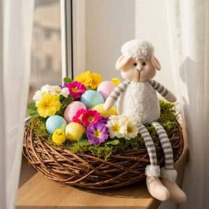 Textil dekoráció - bárány - 41 x 13 x 8 cm     11579