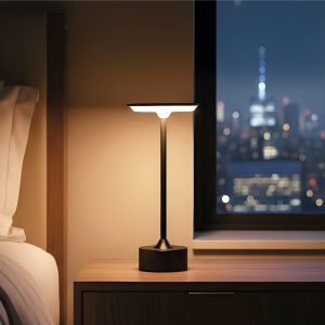 Asztali lámpa - fekete színű fém - állítható színhőm, fényerő - akkumulátoros - USB    Phenom 12502B