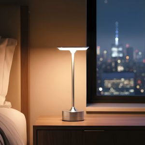 Asztali lámpa - ezüst színű fém - állítható színhőm, fényerő - akkumulátoros - USB    Phenom 12502C