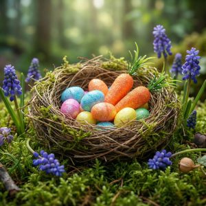 Húsvéti dekoráció - szivacs - csillámos - tojás, répa - 36 db / csomag     57951