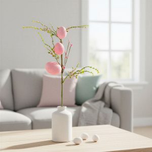 Húsvéti tojásfa ág - csillámos - rózsaszín - 40 x 16 cm     57965B