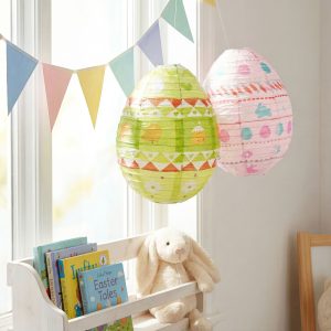 Húsvéti dekoráció - papír lampion - tojás - zöld, rózsaszín - Ø30 cm     57990