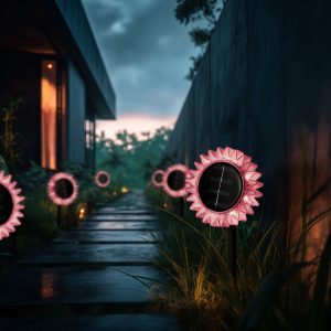 Szolár napraforgó - rózsaszín - leszúrható / felakasztható - 13 x 6,5 x 35 cm    Garden of Eden 11761A