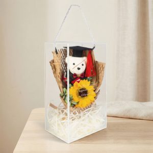 Műnövény dekoráció - napraforgó, macival - 26 x 10,5 x 14 cm     11972