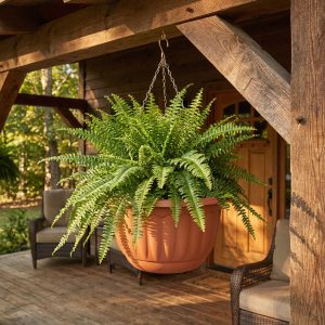 Műanyag függesztett cserép lánccal -  terrakotta - 30 x 18 cm     11993