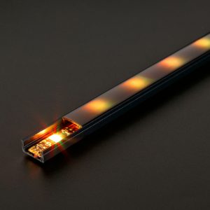 LED aluminium profil sín - 2000 x 17 x 8 mm - U profil - fekete    Phenom 41010A2-BK