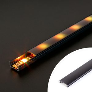 LED aluminium profil takaró búra - fekete - 2000mm (41010/41011hez)    Phenom 41010M2-BK