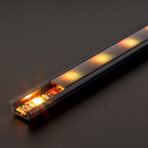 LED aluminium profil sín - 2000 x 23(17) x 8 mm - süllyeszthető U profil - fekete    Phenom 41011A2-BK