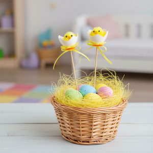 Húsvéti dekoráció - leszúrható tojás csibével - 27 x Ø4,5 cm - 2 db / csomag     57925