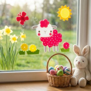 Húsvéti dekoráció - habmatrica - bárányos - 19 x 19 cm     57948A