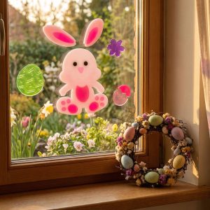 Húsvéti dekoráció - matrica - nyuszi - 19 x 19 cm     57948B