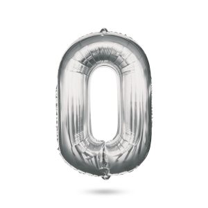0-ás születésnapi szám fólia lufi - ezüst - 40" 58085-00