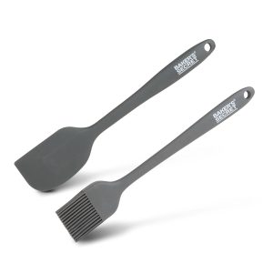 Baker's Secret 2 darabos szilikon ecset és spatula - 21/22 cm - fekete Baker's Secret BS40126