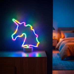 Neon LED lámpa - színes unikornis - 3 x AA + USB - 28,5 x 8,5 x 24,5 cm    Phenom 43996B