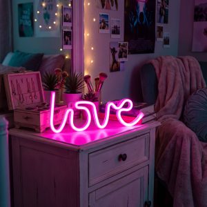 Neon LED lámpa - rózsaszín "Love" - 3 x AA + USB - 34 x 1.6 x 12,5 cm    Phenom 43996H