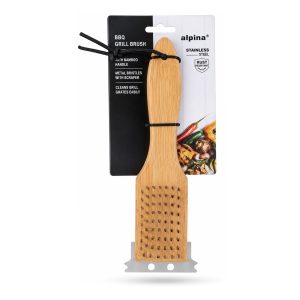 Grilltisztító kefe - fa nyéllel - 23 x 6,5 x 3 cm 56284C