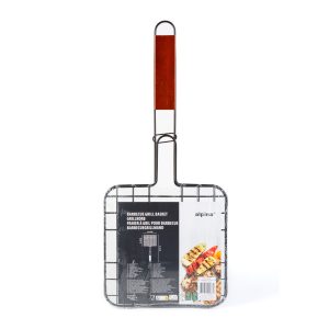 Grill hússütő rács - fa nyéllel, tapadásmentes - 47,5 x 20 x 1,5 cm 56300F
