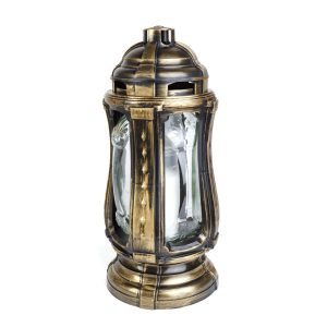 Üveg mécses arany antik műanyag kupakkal és talppal - 33 x 14 cm     TW1031