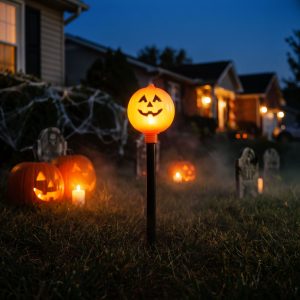 Halloween-i leszúrható lámpa - tök - elemes - 34 x 9,5 cm Bewello 56617