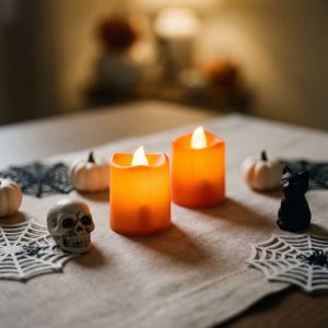 Halloween-i világító dekoráció - LED-es gyertya - narancssárga - 2 db / csomag Bewello 56620A