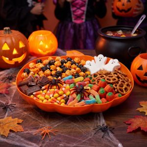 Halloween-i kínálótál - tök - narancssárga - műanyag - 30 x 27 cm Bewello 56634
