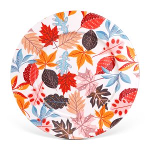 Őszi dekoráció - fém tálca - levelek - 33 cm    Bewello 59061A